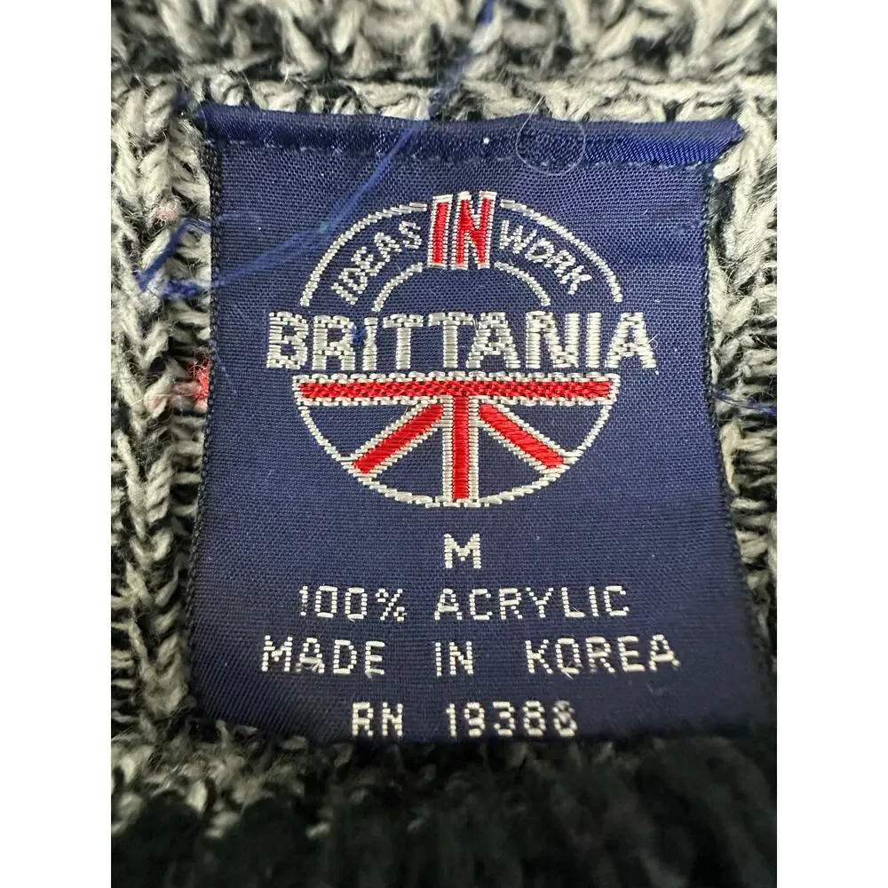 Vintage Brittania Purple Teal Colorblock Chunky Knit Sweater Men's Medium Retro